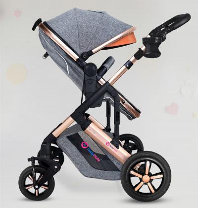 3-In-1- Z Fold- Best Stroller Pram Grey -Luxury Stroller-Explosion-Proof  Rubber Wheel