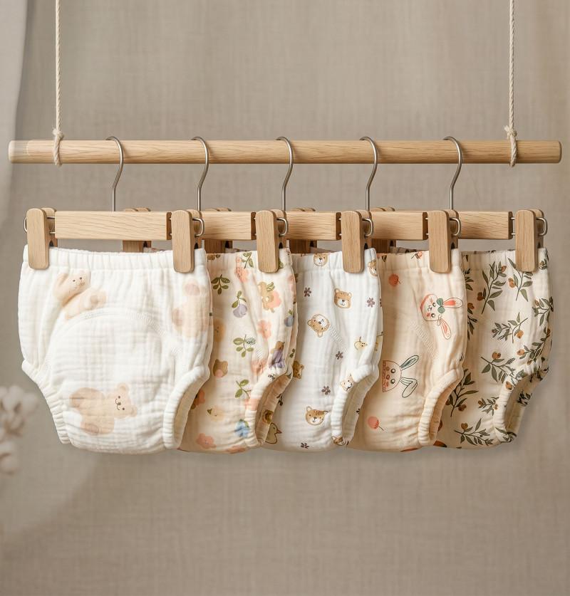 Premium Organic Muslin Cotton Reusable Washable Baby Diaper Nappy Pants - Pack of 1 - Assorted Color & Design