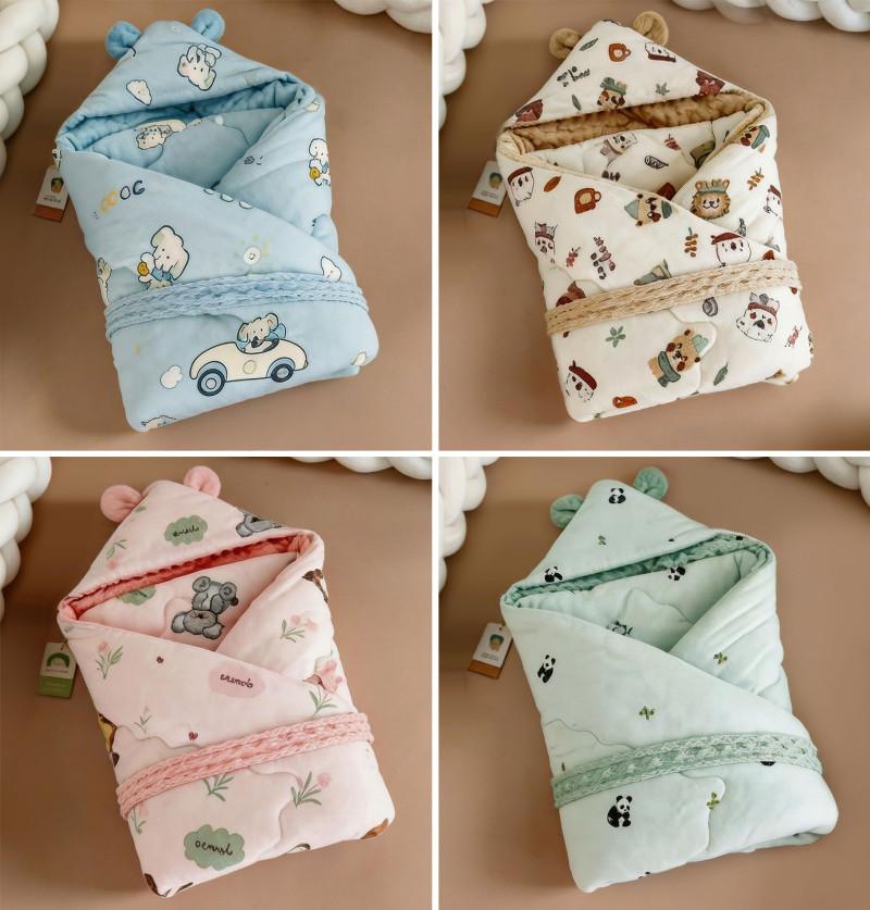 Newborn Baby Swaddle Wrapper Blanket with Hood - Pack of 1 - Assorted Color & Design