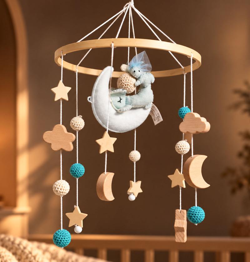 Baby Cot Mobile / Baby Crib Hanging / Baby Nursery Decor - Moon