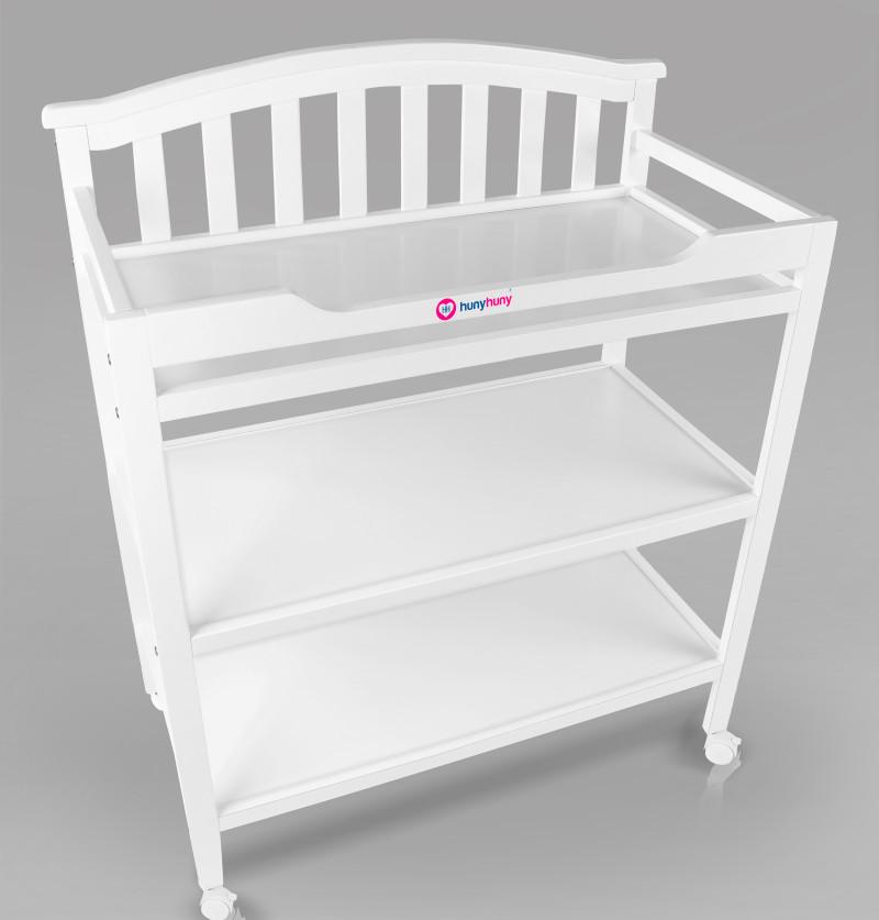 Baby Diaper Changing Table with Removable Wheels White