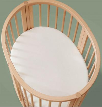 12 In Multifunctional Rocking Baby Cot Crib Oval Natural Wood