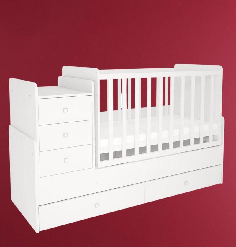 HunyHuny Baby Convertible Crib With Chest Of Drawers