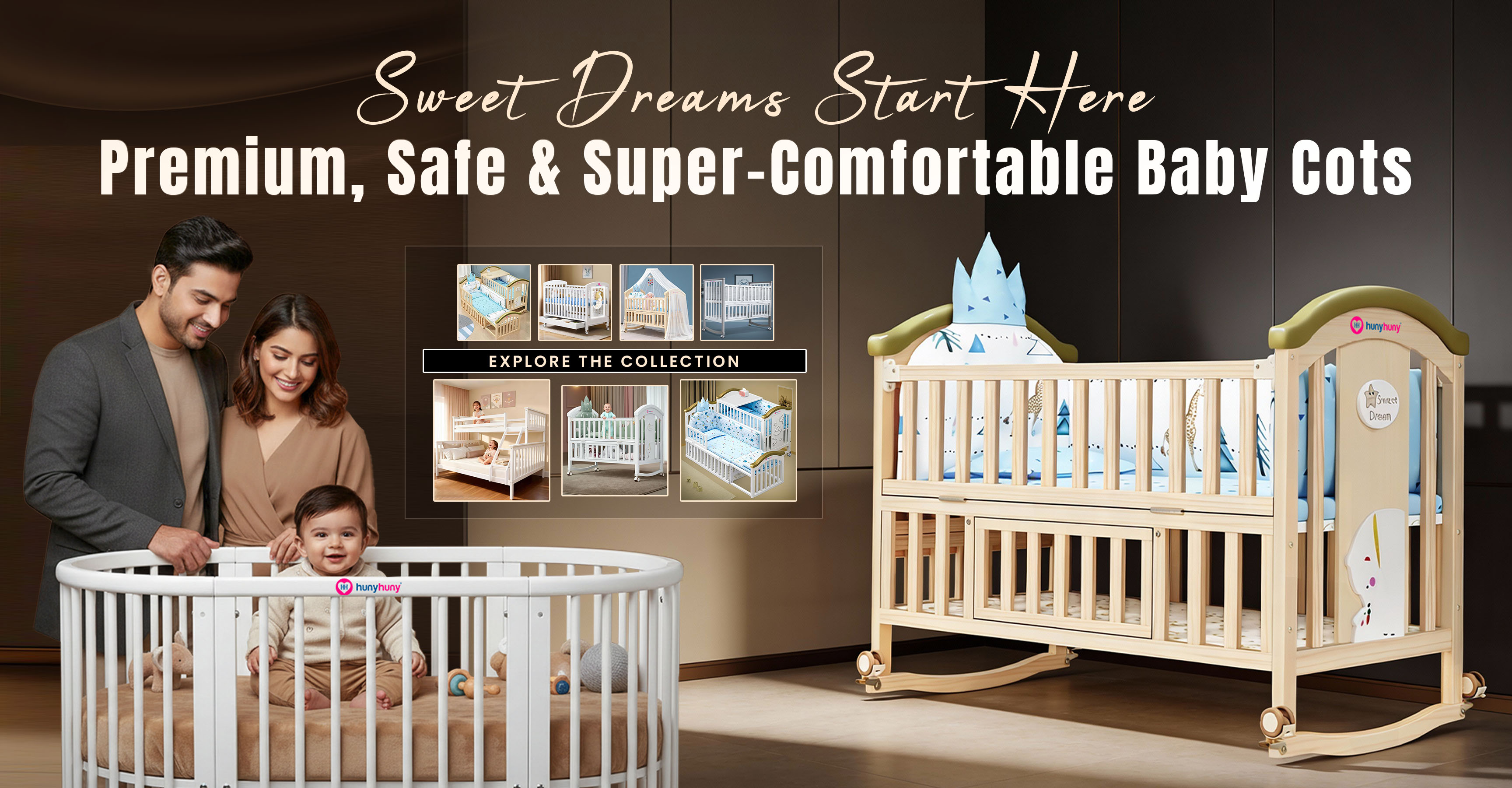 HunyHuny premium baby cots for babies and infants